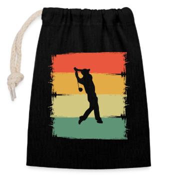 Golf Golfer - Verschließbarer Geschenkbeutel aus Baumwolle (14x20cm) - Schwarz - Vorne