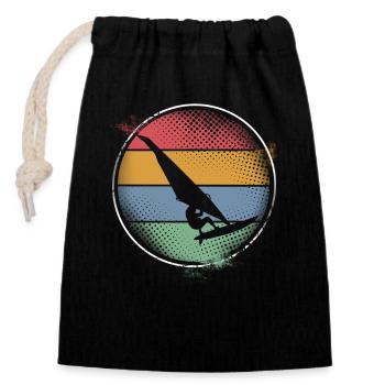 Surfer Surfing - Closable cotton gift bag (14x20cm) - black - Front