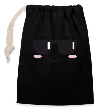 Sunglasses laugh face - Closable cotton gift bag (14x20cm) - black - Front