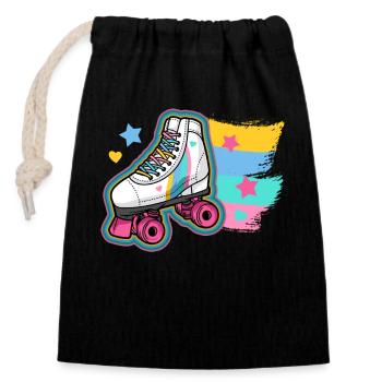 Rollschuhlaufen Rollschuhe - Verschließbarer Geschenkbeutel aus Baumwolle (14x20cm) - Schwarz - Vorne