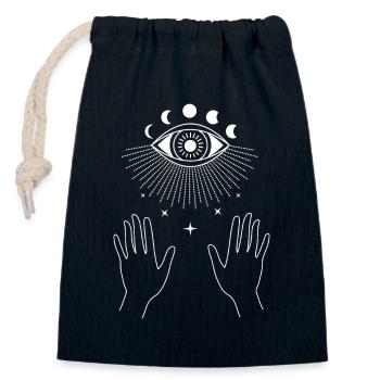 Trippy Auge Esoterik Mondzyklus - Verschließbarer Geschenkbeutel aus Baumwolle (14x20cm) - Navy - Vorne