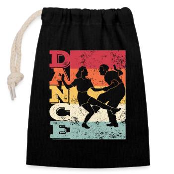 Boogie Woogie Swing Tanzen Retro Farben Vintage - Verschließbarer Geschenkbeutel aus Baumwolle (14x20cm) - Schwarz - Vorne