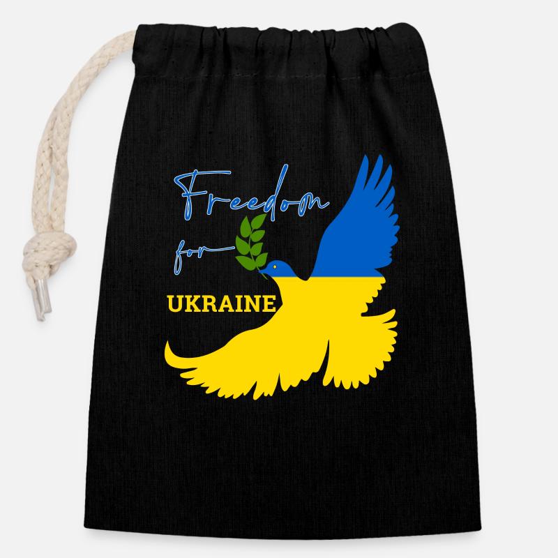 Freedom for Ukraine - Closable cotton gift bag (14x20cm) - black