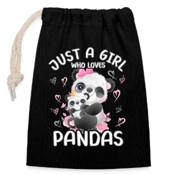Panda Babypanda Juste une fille qui aime les pandas - Sac cadeau en coton avec cordon (14 x 20 cm) - noir - Devant
