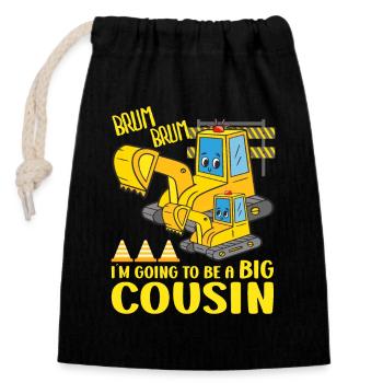 Promoted to Big Cousin Excavator I'm Going To Be - Closable cotton gift bag (14x20cm) - black - Front