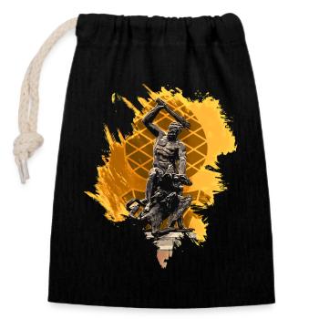 Hercules Fountain Augsburg - Closable cotton gift bag (14x20cm) - black - Front