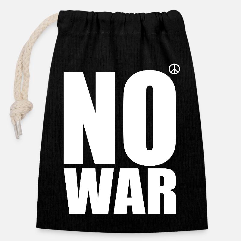 No war - Closable cotton gift bag (14x20cm) - black