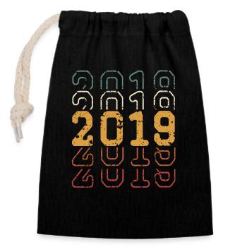 2019 - Closable cotton gift bag (14x20cm) - black - Front