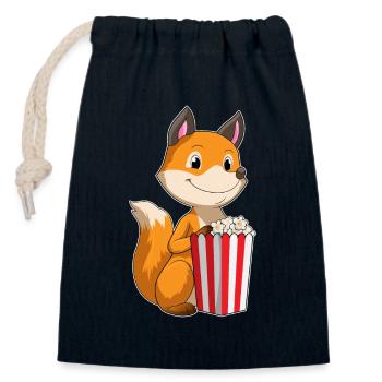 Fuchs Popcorn - Verschließbarer Geschenkbeutel aus Baumwolle (14x20cm) - Navy - Vorne