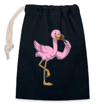 Rouge à lèvres Flamingo - Sac cadeau en coton avec cordon (14 x 20 cm) - bleu marine - Devant