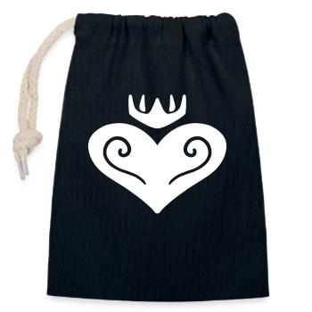 Couronne de cœur blanc - Sac cadeau en coton avec cordon (14 x 20 cm) - bleu marine - Devant