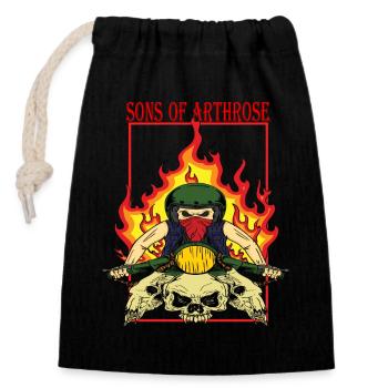Flame Biker Skullride - Closable cotton gift bag (14x20cm) - black - Front