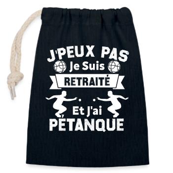 J'peux pas je suis Retraité et j'ai Pétanque - Sac cadeau en coton avec cordon (14 x 20 cm) - bleu marine - Devant