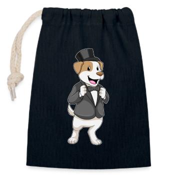 Hund Bräutigam Sakko Hochzeit - Verschließbarer Geschenkbeutel aus Baumwolle (14x20cm) - Navy - Vorne