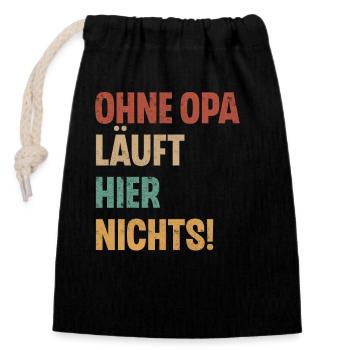 Opa - Verschließbarer Geschenkbeutel aus Baumwolle (14x20cm) - Schwarz - Vorne