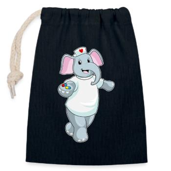 Elephant Nurse Medicine - Closable cotton gift bag (14x20cm) - navy - Front