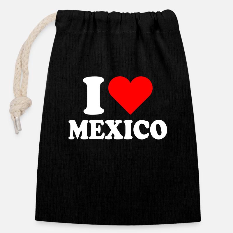 J’aime le Mexique J’aime le Mexique Cinco De Mayo Les Mexicains - Sac cadeau en coton avec cordon (14 x 20 cm) - noir