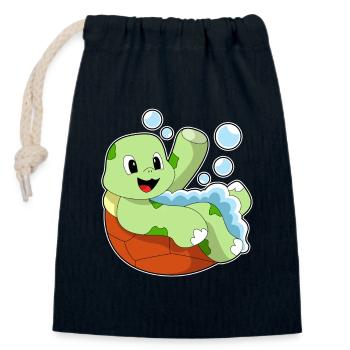Turtle Bathing Bathtub - Closable cotton gift bag (14x20cm) - navy - Front