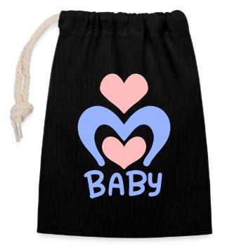 Baby Heart - Corps de bébé - Sac cadeau en coton avec cordon (14 x 20 cm) - noir - Devant