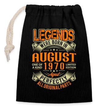 1970 Légende d’anniversaire d’août - Sac cadeau en coton avec cordon (14 x 20 cm) - noir - Devant