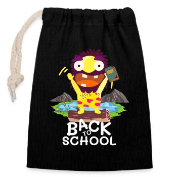 Back to School Monster Abenteuer - Verschließbarer Geschenkbeutel aus Baumwolle (14x20cm) - Schwarz - Vorne