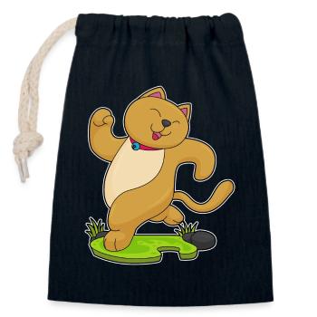 Cat Jogger Jogging Sport - Closable cotton gift bag (14x20cm) - navy - Front
