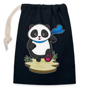 Panda Jogger Jogging Sport - Sac cadeau en coton avec cordon (14 x 20 cm) - bleu marine - Devant