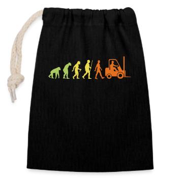 Évolution vers un cariste - Sac cadeau en coton avec cordon (14 x 20 cm) - noir - Devant