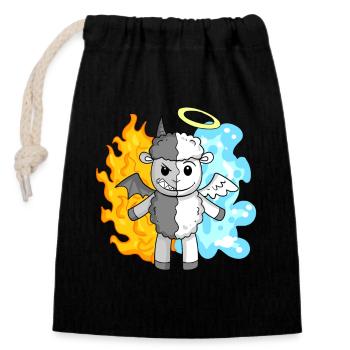 Sheep - Angels and Devils - Closable cotton gift bag (14x20cm) - black - Front