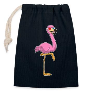 Flamingo Glasses - Closable cotton gift bag (14x20cm) - navy - Front
