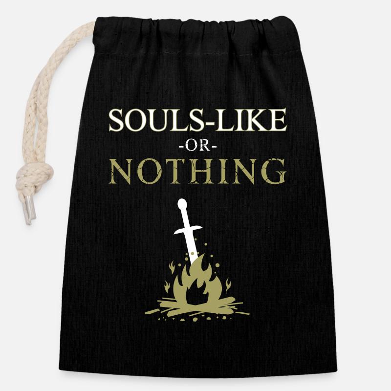 Souls-Like or Nothing - Sac cadeau en coton avec cordon (14 x 20 cm) - noir