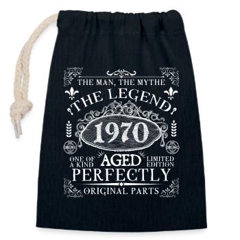 1970 Legend | Vintage Aged Perfectly 1970 - Sac cadeau en coton avec cordon (14 x 20 cm) - bleu marine - Devant