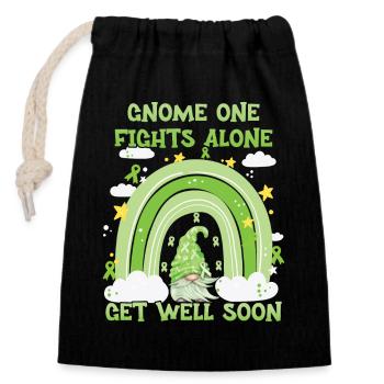 Gnome One Fights Alone Non Hodgkin - Verschließbarer Geschenkbeutel aus Baumwolle (14x20cm) - Schwarz - Vorne