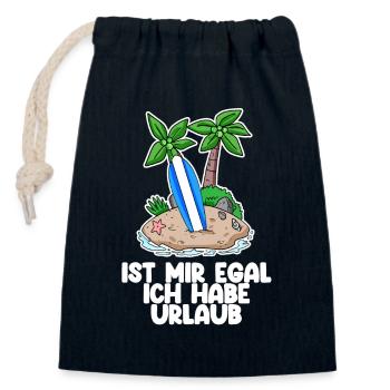 Urlaub - Verschließbarer Geschenkbeutel aus Baumwolle (14x20cm) - Navy - Vorne