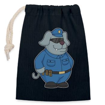 Dog Policeman Sunglasses Police - Closable cotton gift bag (14x20cm) - navy - Front