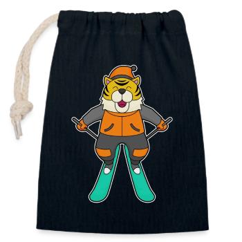 Tiger Skier Skier Skier - Closable cotton gift bag (14x20cm) - navy - Front