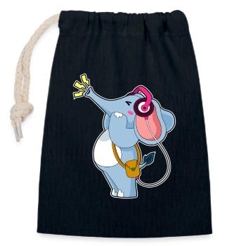 Elefant Kopfhörer Musik - Verschließbarer Geschenkbeutel aus Baumwolle (14x20cm) - Navy - Vorne