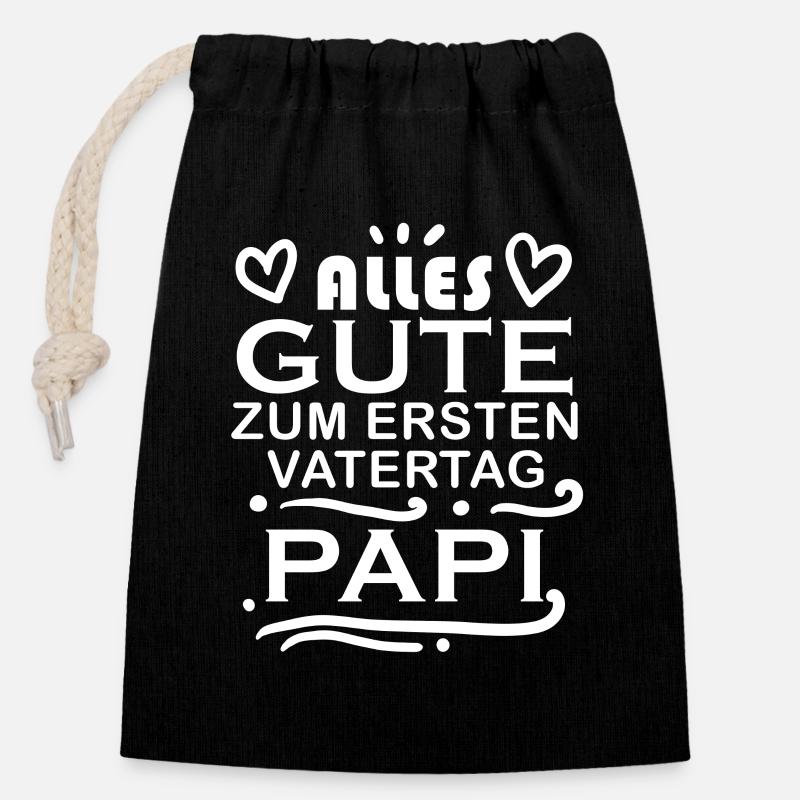 Vatertag Geschenk- erster Vatertag - Verschließbarer Geschenkbeutel aus Baumwolle (14x20cm) - Schwarz