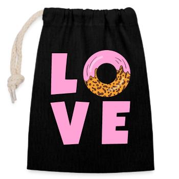 LIEBE DONUTS - Verschließbarer Geschenkbeutel aus Baumwolle (14x20cm) - Schwarz - Vorne