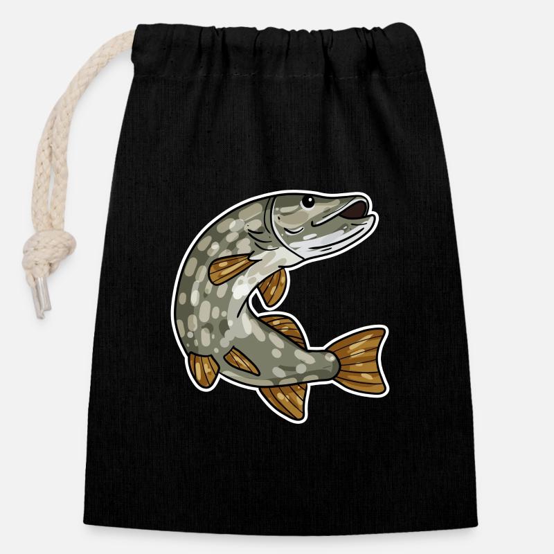 Pike - Closable cotton gift bag (14x20cm) - black