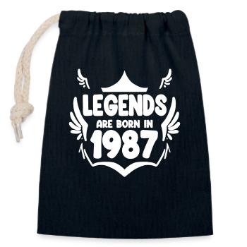 1987 - Né en 1987 - Sac cadeau en coton avec cordon (14 x 20 cm) - bleu marine - Devant