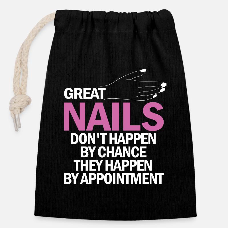 Great nails do not come by chance - Closable cotton gift bag (14x20cm) - black