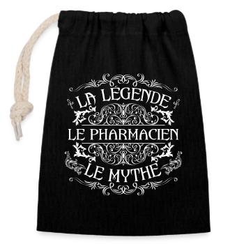 Pharmacien | meilleur Pharmacien | la légende le m - Sac cadeau en coton avec cordon (14 x 20 cm) - noir - Devant