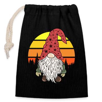 Christmas Dwarf Gnome Vintage - Closable cotton gift bag (14x20cm) - black - Front