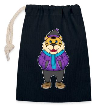 Chapeau d’hiver Écharpe de Tigre - Sac cadeau en coton avec cordon (14 x 20 cm) - bleu marine - Devant