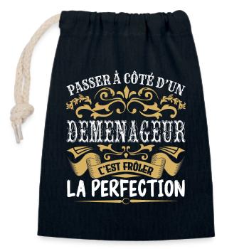 Le Meilleur Déménageur | Déménageur à la perfectio - Sac cadeau en coton avec cordon (14 x 20 cm) - bleu marine - Devant