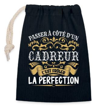 Le Meilleur Cadreur | Cadreur à la perfection - Sac cadeau en coton avec cordon (14 x 20 cm) - bleu marine - Devant