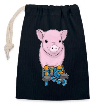 Pig Inline skating Inline skates - Closable cotton gift bag (14x20cm) - navy - Front
