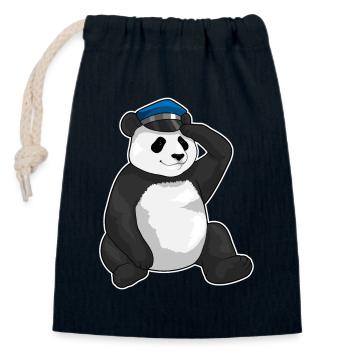 Police de Panda Police Cap - Sac cadeau en coton avec cordon (14 x 20 cm) - bleu marine - Devant