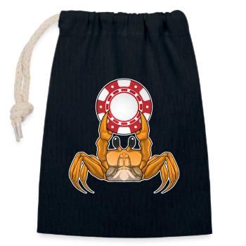 Jetons de poker Crab Poker - Sac cadeau en coton avec cordon (14 x 20 cm) - bleu marine - Devant